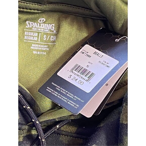 Spalding Men’s SMALL Camo Print Fleece Pullover Hoodie - Picture 5 of 9